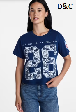 U.S. Soccer Federation Women’s World Cup 2026 Lace Graphic Print Boxy Crop Tee, Sizes XXS-XXL