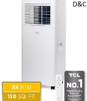 TCL 5100 BTU SACC (8,500 BTU ASHRAE) Smart Portable Air Conditioner Fan & Dehumidifier (H5P44W)