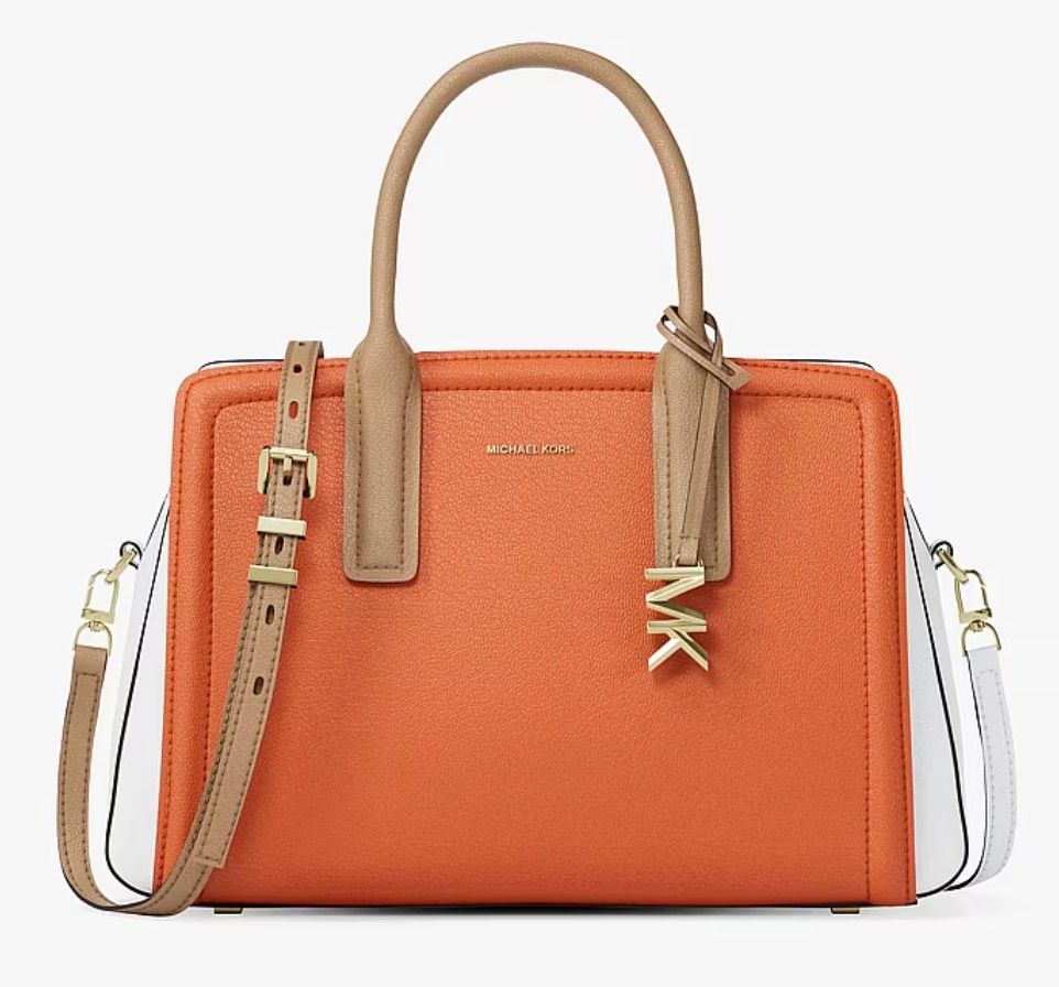 Laila Medium Color-Block Pebbled Leather Satchel
