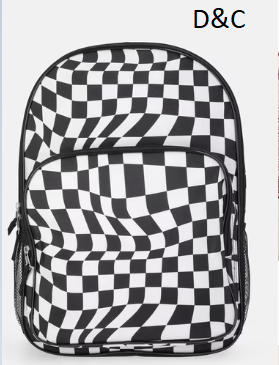 Wonder Nation Kids’ 17″ Optic Checks Backpack, Black and White