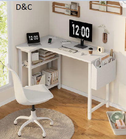 Built-in Outlets / USB L-Shaped Desk Computer Desk