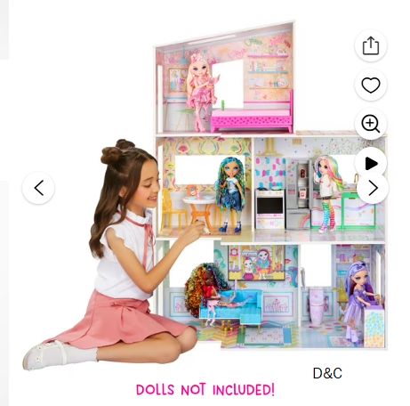 Rainbow High Color & Play 3-Story Doll House, Design All Walls & Floors with Washable Markers, Furniture