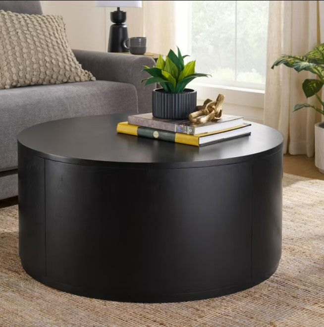 Better Homes & Gardens Miller Drum Coffee Table, Black