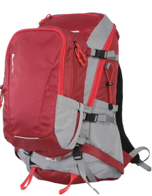 Ozark Trail Backpack Set, 35 Liter Hiker Backpack with Detachable 15 Liter Daypack, Red