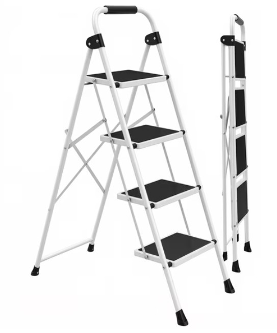 Alvantor Step Ladder,Ultra-Thin Folding Step Stools 330 lbs Capacity, 2-Inch Thin for Storage, Anti-Slip Pedals & Handrails, Sturdy Steel for Home
