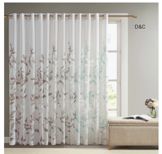 Cecily Floral Printed Burnout Sheer Grommet Single Curtain Panel