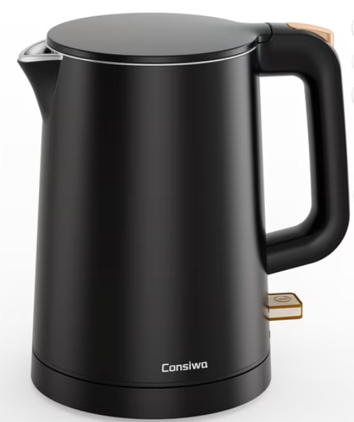 Small Electric Kettle, 0.8L Water Boiler & Heater, 1000W Hot Tea Pot, Double Wall Stainless Steel Cool Touch, Mini Coffee Kettle with Auto Shut Off & Boil Dry Protection, BPA-Free, Black