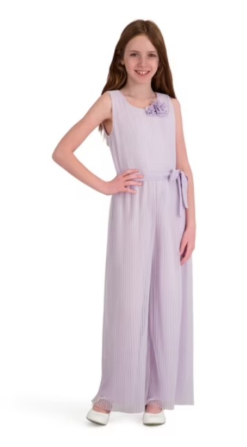 Kensie Girl Sleeveless Pleated Lurex Mesh Jumpsuit, Sizes 4-16