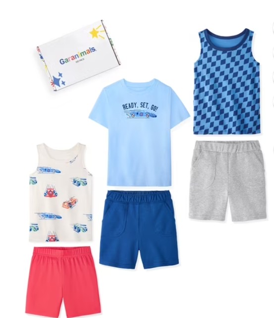 Garanimals Newborn, Baby & Toddler Boy Cotton 6-Piece Outfit Sets, Graphic Tops & Pull-On Bottoms, Sizes 0-6T
