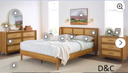 Better Homes & Gardens Springwood Caning King Platform Bed With Headboard, Light Honey Finish