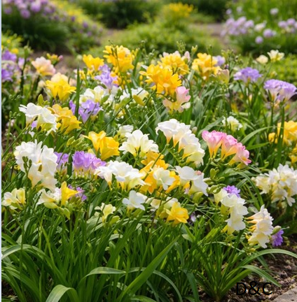 Colorful Mixed Freesia Flowers – 90 Bulbs and Planting Tool