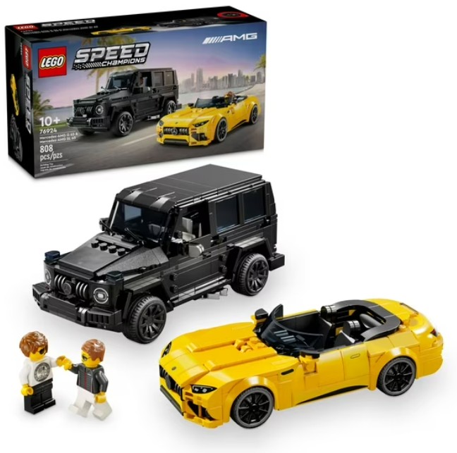LEGO Speed Champions Mercedes-AMG G 63 & Mercedes-AMG SL 63 Toy Cars – Building Toys Set for Boys & Girls, Ages 10+ – Gift for Birthdays – W/ 2 Minifigures – 76924