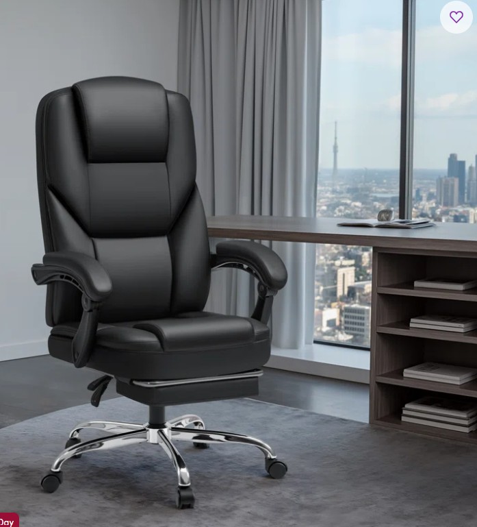 Laurren Reclining Office Chair with Massage, Ergonomic Executive Chair with Foot Rest