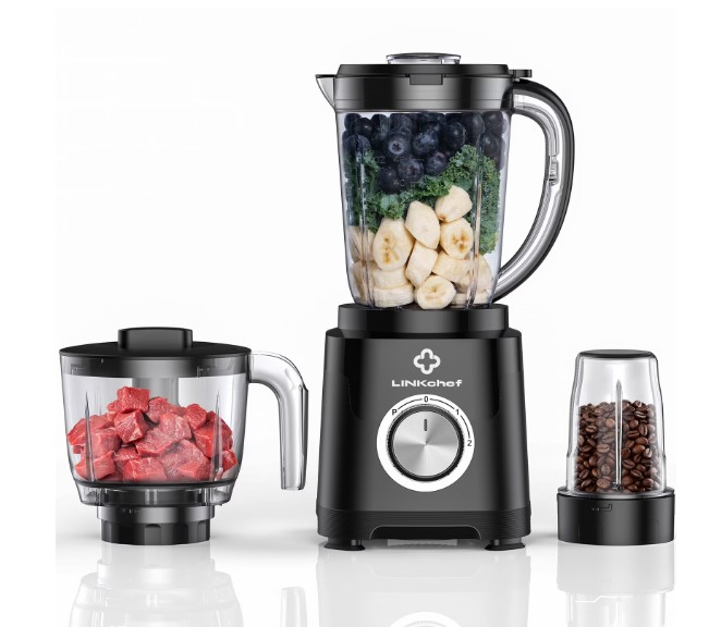 LINKChef Smoothie Blender 57oz Food Processor Combo with Powerful Chopper Grinder