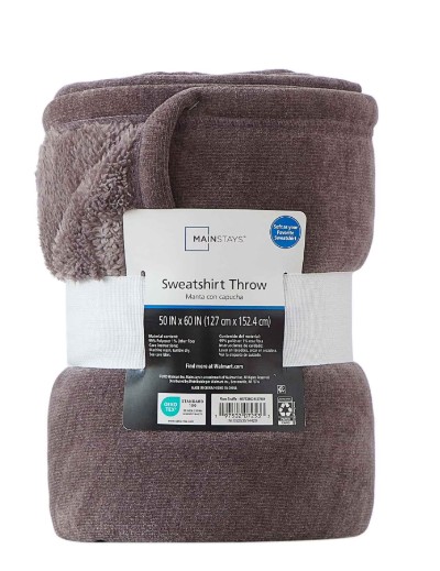 Mainstays Cozy Sweatshirt Chenille Throw Blanket, Plum Truffle, 50″ x 60″