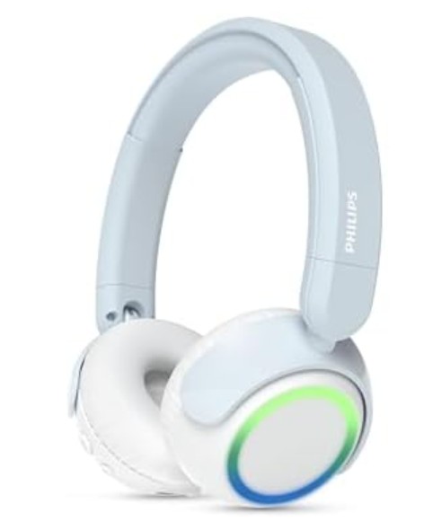 Philips K4200 Lightweight On-Ear Wireless Kids Headphones – Built-in Mic, LED Lights, Safe Volume Limited, Audio Sharing, Foldable & Durable