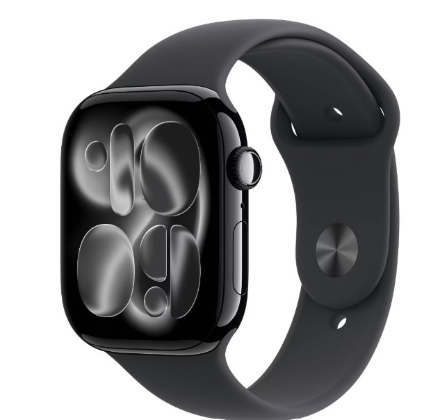 Apple Watch Series 11 GPS 42mm Jet Black Aluminum Case with Black Sport Band – S/M