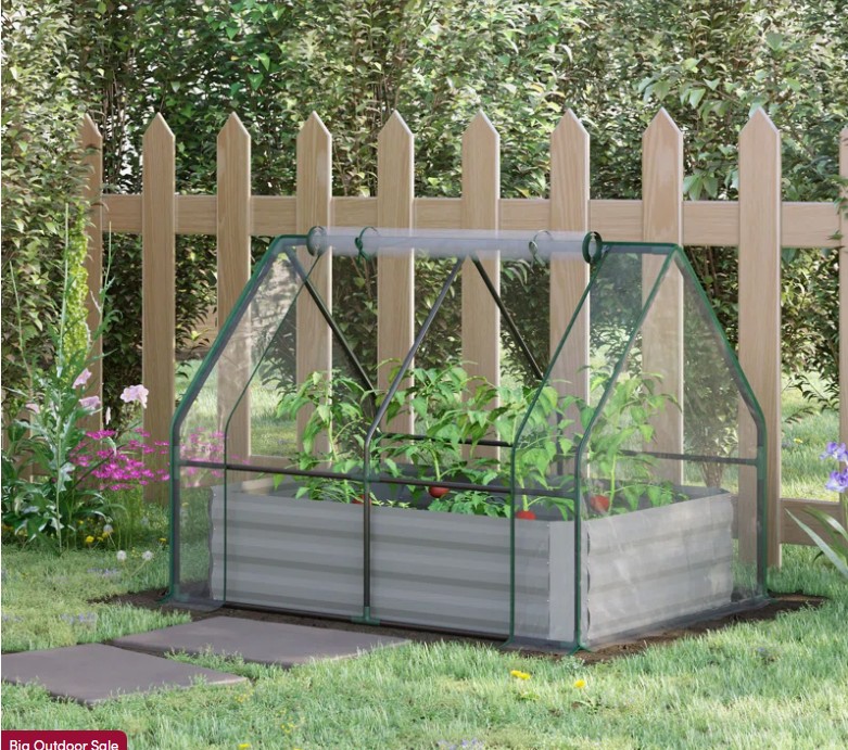 Folmar 50” W Galvanized Raised Garden Bed with PVC Greenhouse Cover