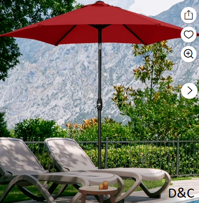 Autlaycil 9ft Outdoor Patio Umbrella, Durable Ribs with Tilt and Crank for Table, Garden, Poolside – Red