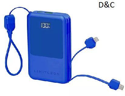Limitless 10,000mAh Power Bank w/ Built in Cables & 15W Magnetic Charge
