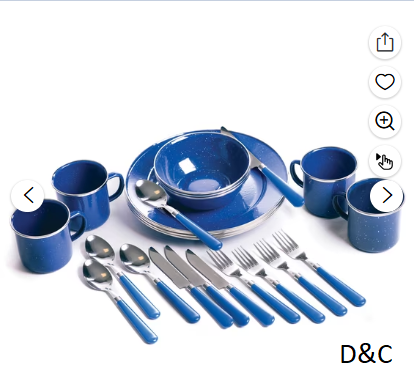 Stansport Deluxe 24-Piece Enamel Tableware Set – Blue