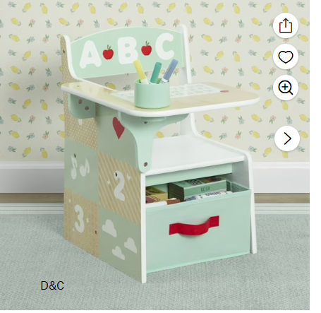 Delta Children ABC Alphabet Chair Desk with Storage Bin, Natural & Sage Green