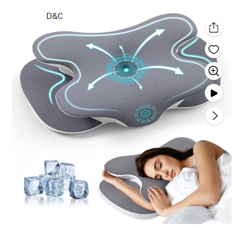 Alupssuc Cervical Neck Pillows, Memory Foam Pillow with Cooling Silk Case for Neck & Shoulder Pain Relief, Side & Back & Stomach Sleepers