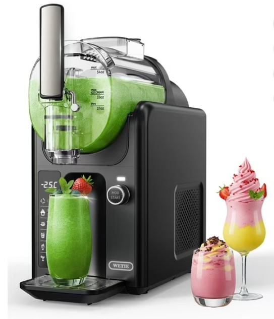 Slushie Machines, WETIE 82oz 5-in-1 Frozen Drink & Ice Cream Maker w/ LED Display, Adjustable Hardness, 24H Continuous Use