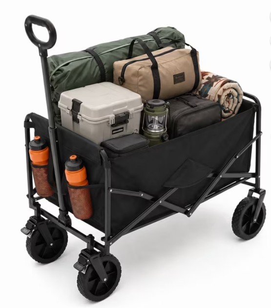 Alvantor Wagons Carts Foldable, 102L 330LBS Capacity Heavy Duty Collapsible Cart with All-Terrain Wheels for Camping Beach Shopping Garden