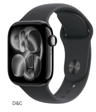 Apple Watch Series 11 (GPS) 42mm Jet Black Aluminum Case with Black Sport Band – S/M – Jet Black – (2025)