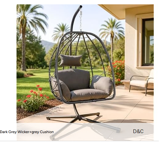 ZZW Egg Chair with Stand Outdoor Ratten Wicker Hanging Egg Chair Outdoor Indoor with Thickened Cushion Swing Chair Hammock for Patio Apartment Bedroom Garden Balcony- your choice of color