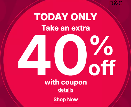 Today Only Take an extra 40% off at Kohls