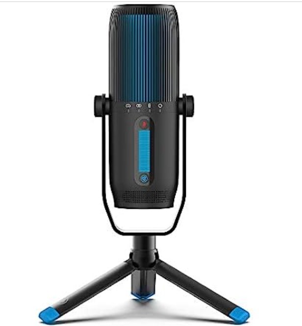 (NEW) JLab Talk Pro USB Microphone – USB-C Output, Cardioid, Omnidirectional, Stereo, Bidirectional, 192k Sample Rate, 20Hz-20kHz Frequency Response, Volume, Gain Control, Quick Mute, Plug & Play