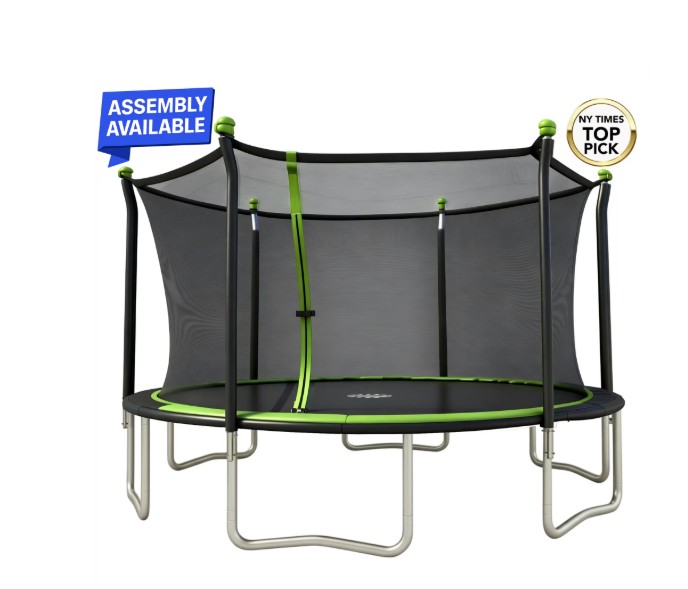 Sportspower BouncePro 14ft Trampoline Meets ASTM Safety Standards, Heavy-Duty Rust-Resistant Steel Frame, UV-Resistant Jump Mat & Safety Net