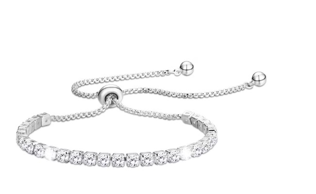 APSVO S925 Sterling Silver Plated Tennis Bracelets for Women Girls CZ April Birthstone Bracelets with Crystal Birthday Graduation Jewelry Gifts Teen Her Mom Wife Lady Adults Kids Ideas