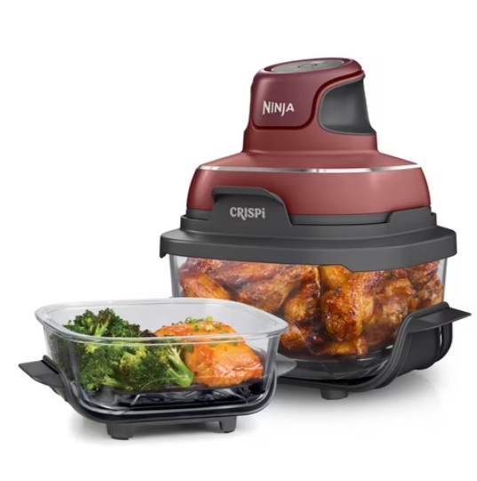 Ninja Crispi Glass Air Fryer 4-Qt, 3-in-1, Air Fry Recrisp, Portable, Dishwasher Safe, FN100RD Red