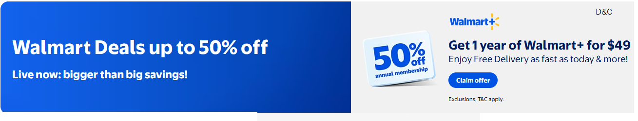 Walmart July 4th sale Early Access for W+ 12am ET