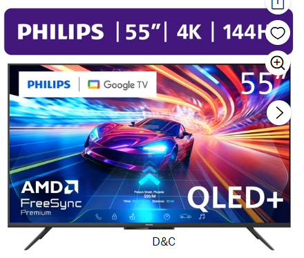 Philips 55″ Class 144Hz QLED+ 4K UltraHD (2160p) Google + Gaming Smart TV (55PUG7675/F7)