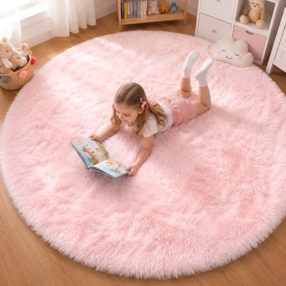 Sanmadrola Super Soft Fluffy Indoor Area Rugs 4×4 Feet, Fuzzy Rugs for Bedroom Living Room, Shaggy for Nursery Baby Room Kids Rugs, Furry Rug Shag Carpet for Boys Girls Dorm Room