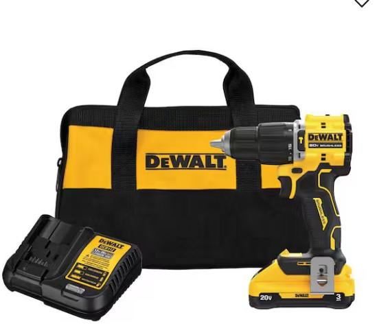 ATOMIC 20-Volt Lithium-Ion Cordless 1/2 in. Compact Hammer Drill with 3.0Ah Battery, Charger and Bag
