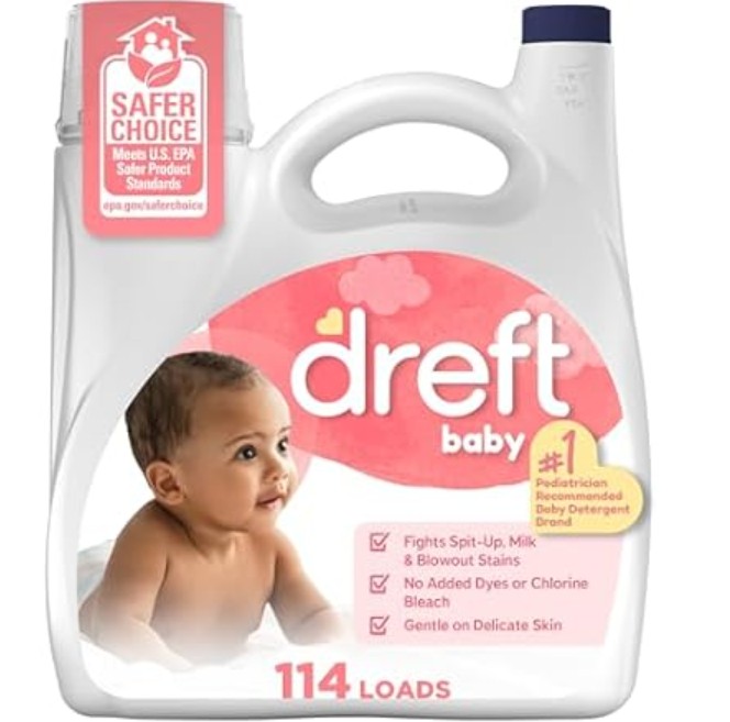 Dreft Liquid Laundry Detergent for Babies Unscented Laundry Detergent, 150 fl oz, 114 Loads