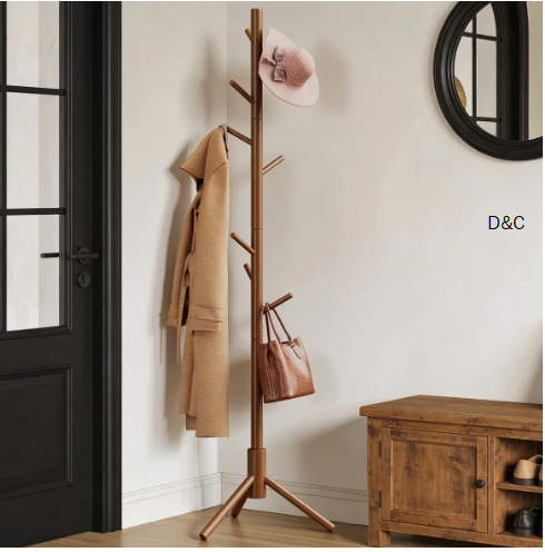 Adosinda Freestanding Coat Rack,Sturdy Wooden Coat Stand