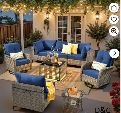 Ovios 8 Pieces Patio Furniture Outdoor Conversation Set
