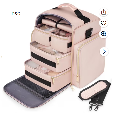 YOREPEK Large Travel Makeup Bag Organizer with 4 Removable Cases & 1 Jewelry Organizer Roll, Multiple Storage Pockets Cosmetic Bag Holds Toiletries/Skin Care/Hair Supplies/Brush, Gift for Women