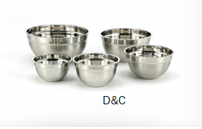 TINANA Mixing Bowls Set, 5 PCS Stainless Steel Mixing Bowls, Metal Nesting Storage Bowls for Kitchen, Size 4.5, 3, 2, 1.5, 0.75 QT, Great for Prep, Baking, Serving