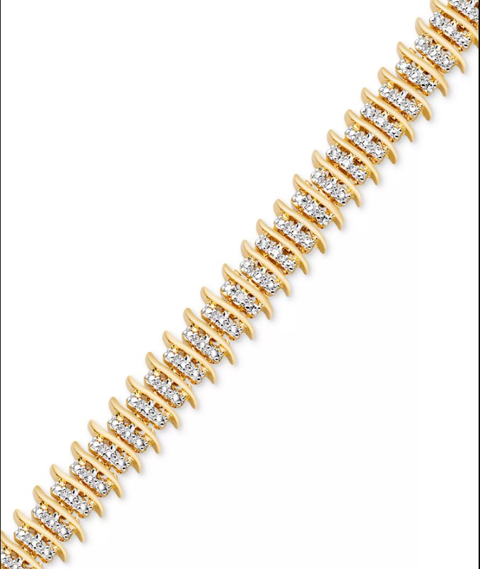 Diamond Accent Wide Link Chain Bracelet in Gold-Plated or Silver-Plated Brass Macy’s Exclusive