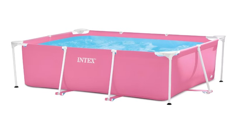 Intex 28266EH 7’L x 5’W x 23-5/8″H Rectangular Metal Frame Above Ground Outdoor Backyard Swimming Pool, 439 Gallons of Water, Pink