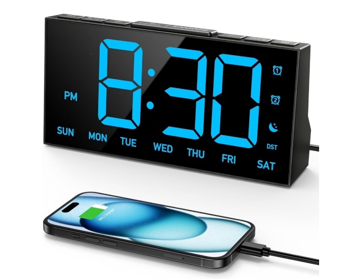 Mpow Alarm Clock for Heavy Sleepers, Digital Alarm Clock for Bedroom, Adjustable Brightness, Customizable Alarms, Automatically Dim at Night, Progressive Volume, DST, Loud Alarm Clock for Kids Adults