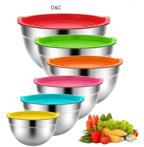 Stainless Steel Mixing Bowls Set, TINANA 6 Pack Mixing Bowls with Lids