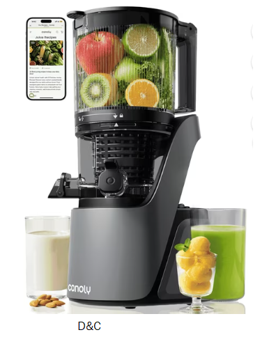 Canoly C16 Cold Press Juicer 6″Extra Wide Chute, 3-in-1 for Juice, Sorbet & Nut Milk. Quiet, Easy to Clean & BPA-Free, Black.
